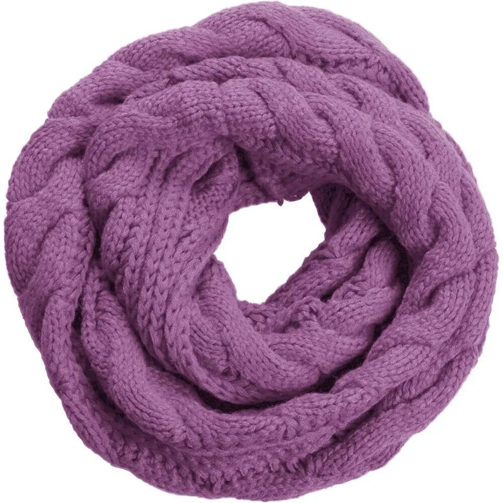 Women's  Twist Grape Purple Thick Ribbed Knit Winter Infinity Circle Loop Scarf